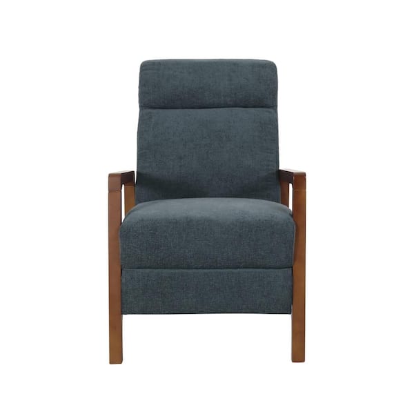 Noble House Ismay Charcoal and Brown Fabric Waterfall Back Pushback Recliner Chair