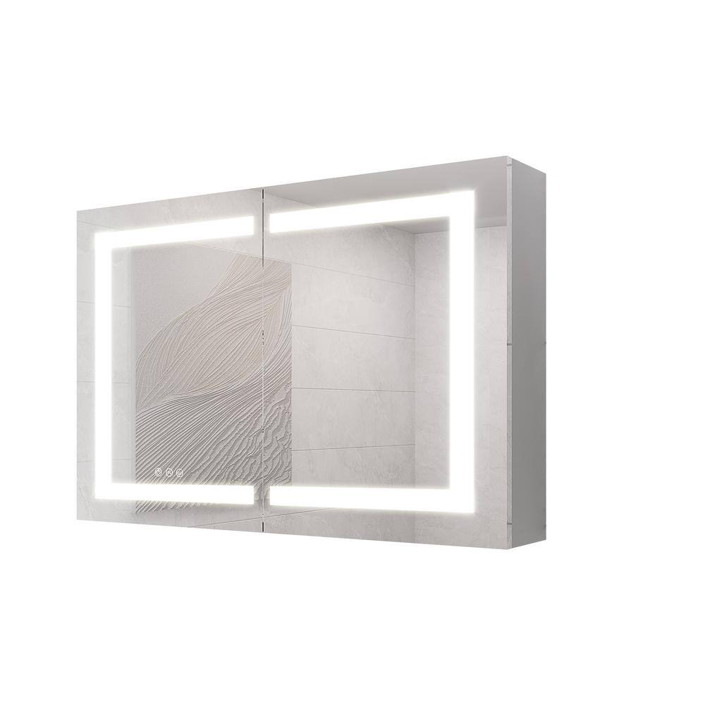 36 in. W x 24 in. H Rectangular Aluminum LED Medicine Cabinet with Mirror, 