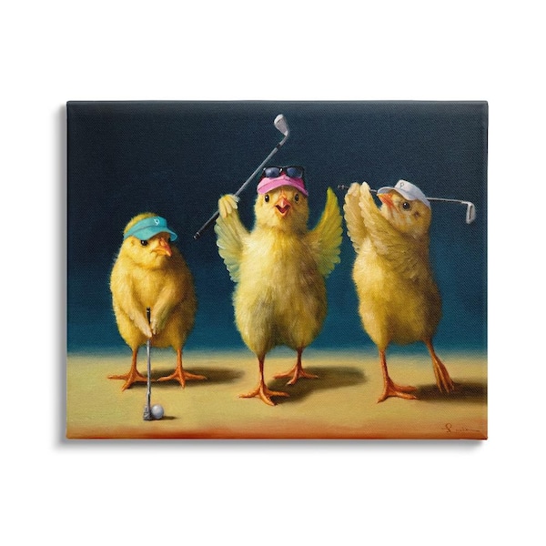 Stupell Industries Golfer Chicks Wearing Sports Visors by Lucia Heffernan 1-Piece Wrapped Unframed Animal Graphic Art Print 20 in. x 16 in.