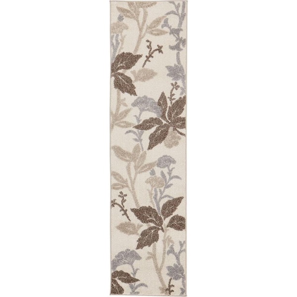 Home Decorators Collection Blooming Flowers Ivory 2 ft. x 7 ft. Runner Rug