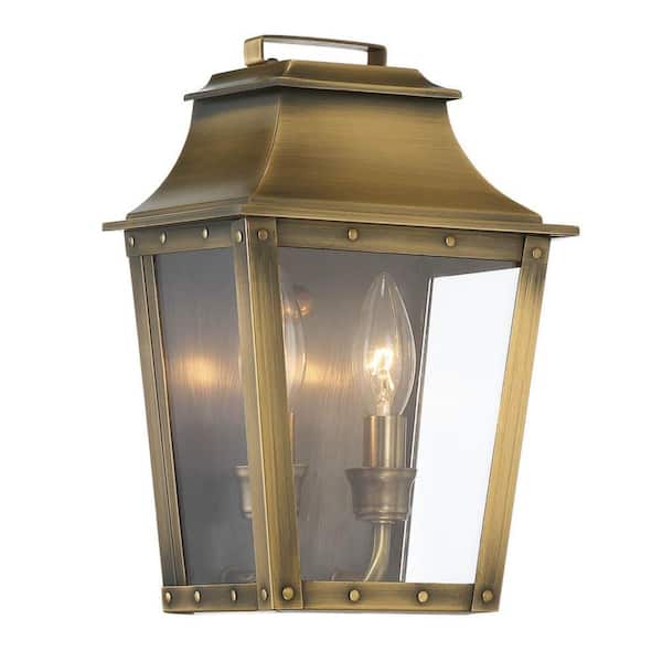11.5 in. Brass Outdoor Hardwired Sconce with No Bulbs Included
