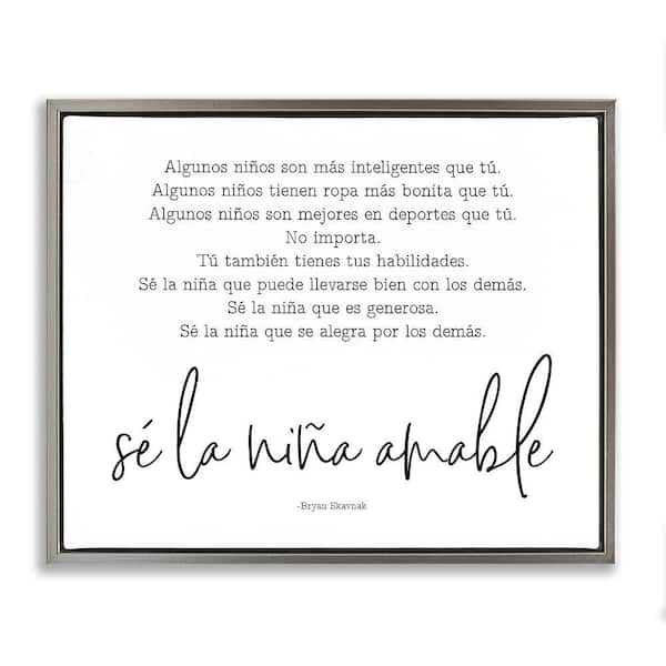 Stupell Industries Kind Girl Translation by Lettered and Lined Gray Floater Frame Typography Graphic Art Print 17 in. x 21 in.