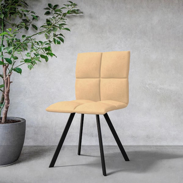 Leisuremod Wesley Leather Dining Chair with Metal Legs in Cream WC18CR