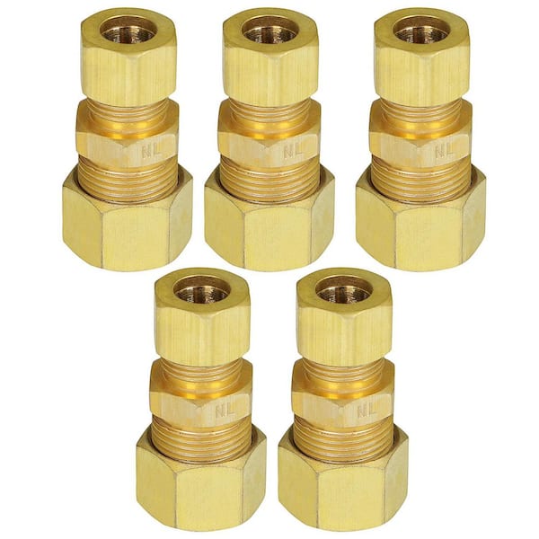 5/8 in. OD x 1/2 in. OD Comp Reducing Union Brass for Use with Potable Water Hydraulic and Pneumatic Systems (5 Pack)