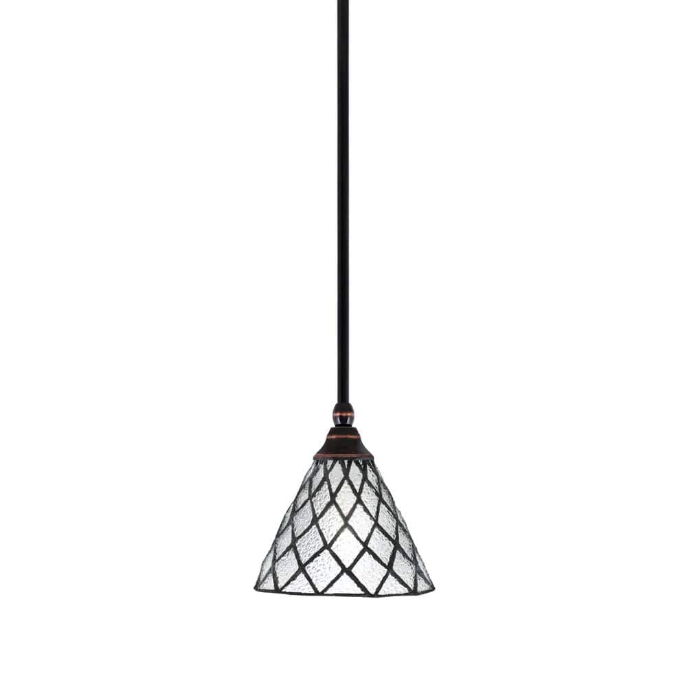 Sparta 100-Watt 1-Light Black Copper Mini Pendant Light with Diamond Ice Ar