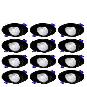 4 in. Canless 3000K Gimbal New Construction IC Rated Ultra Slim Integrated LED Recessed Light Kit Black 12