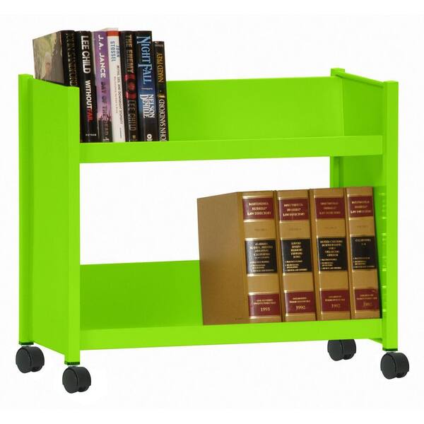Sandusky Sloped 2-Shelf Welded Booktruck in Electric Green
