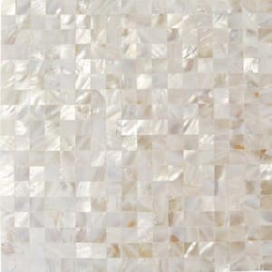 Mother of Pearl White Square Pearl Shell 3 in. x 6 in. Mosaic Floor and Wall Tile Sample