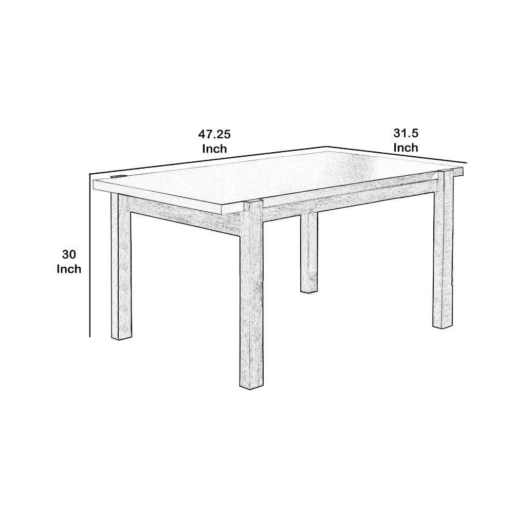 Transitional Rectangular Dining Table in White & Brown - 48" x 32"