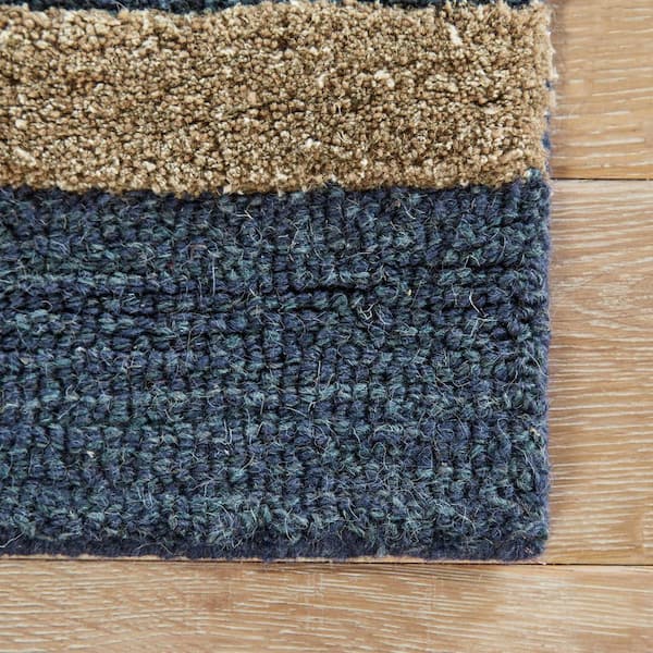Unbranded Aldena Hand-Tufted Navy/Gray 2 ft. x 3 ft. Trellis Area Rug