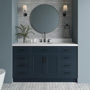 Hepburn 61 in. W x 22 in. D x 36 in. H Bath Vanity in Midnight Blue with Pure White Quartz Vanity Top with White Basin