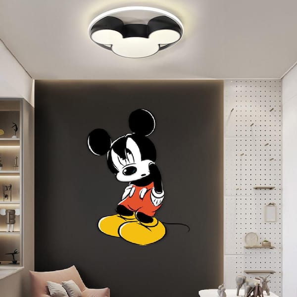 HUOKU Lumin 20.5 in. W Round Matte Black Flush Mount 3000K