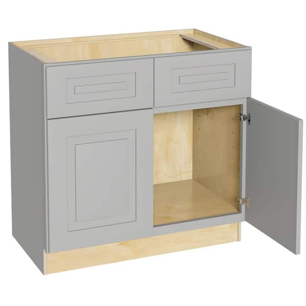 Home Decorators Collection Grayson 36 in. W x 21 in. D x 34.5 in. H Assembled Plywood Sink Base Bath Cabinet in Pearl Gray with Soft Close