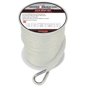 BoatTector 1/2 in. x 100 ft. White Solid Braid MFP Anchor Line with Thimble