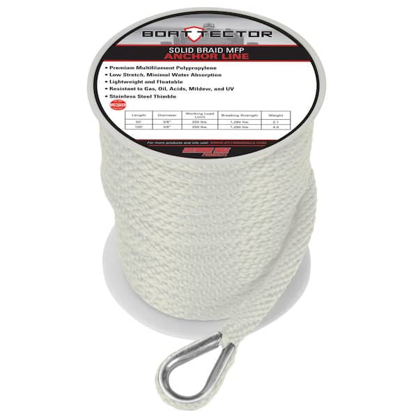 Extreme Max BoatTector Solid Braid Nylon Rope- 1/8-in x 600-ft