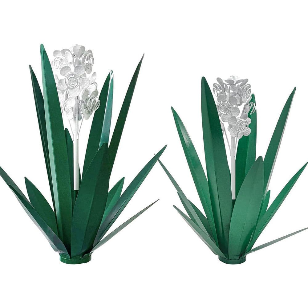 Metal 2-Pieces White Flowers Agave Plant Garden Art price history on PriceWatchPro