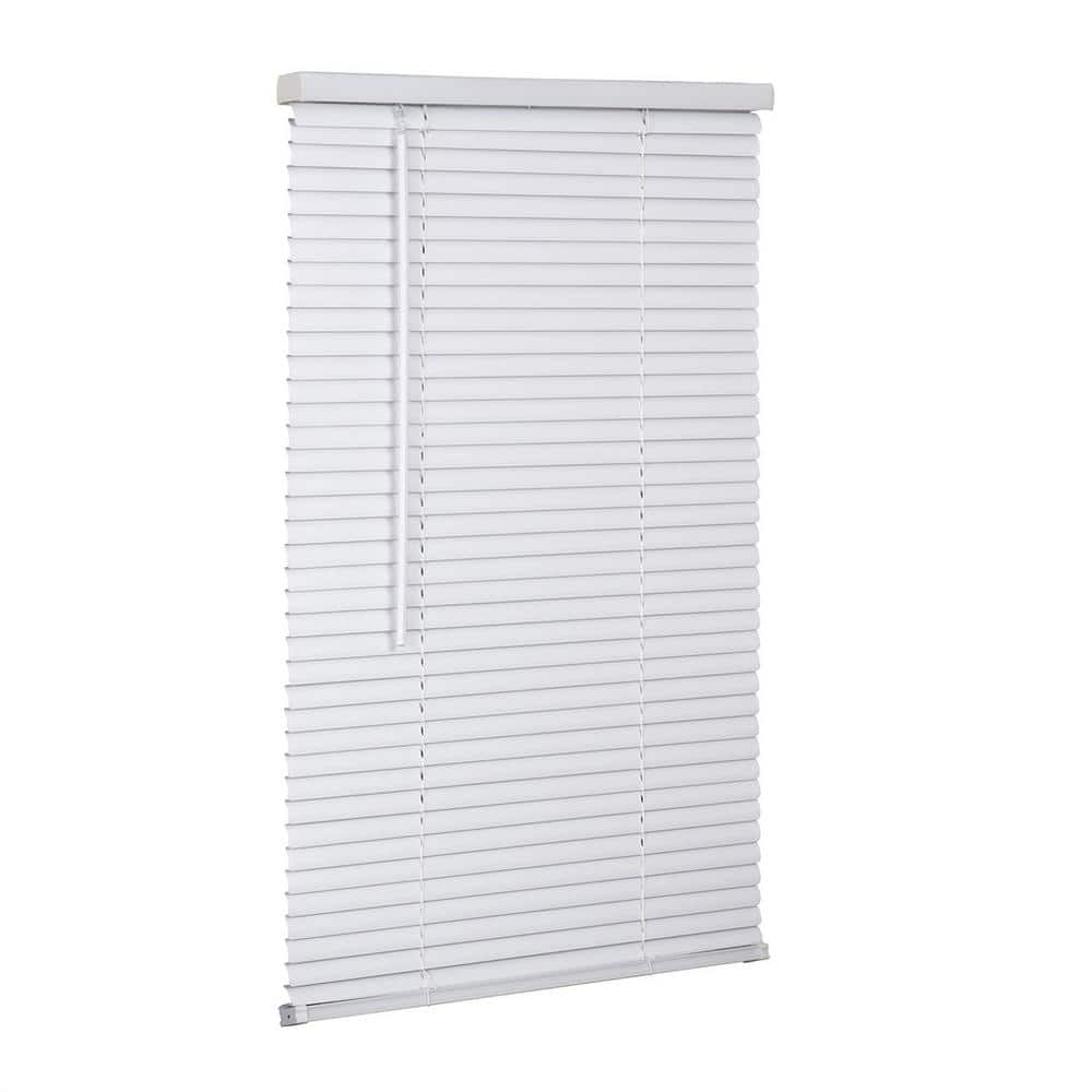 Cubilan Home Decoration 25 In W X 64 In L White Cordless Room   White Vinyl Mini Blinds B07b9rkl2d 64 1000 