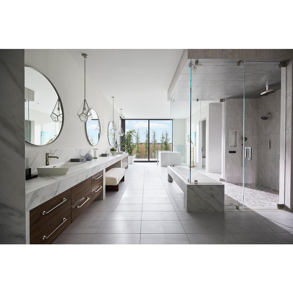 Essential Round 42" Brushed Nickel Framed Wall Mirror