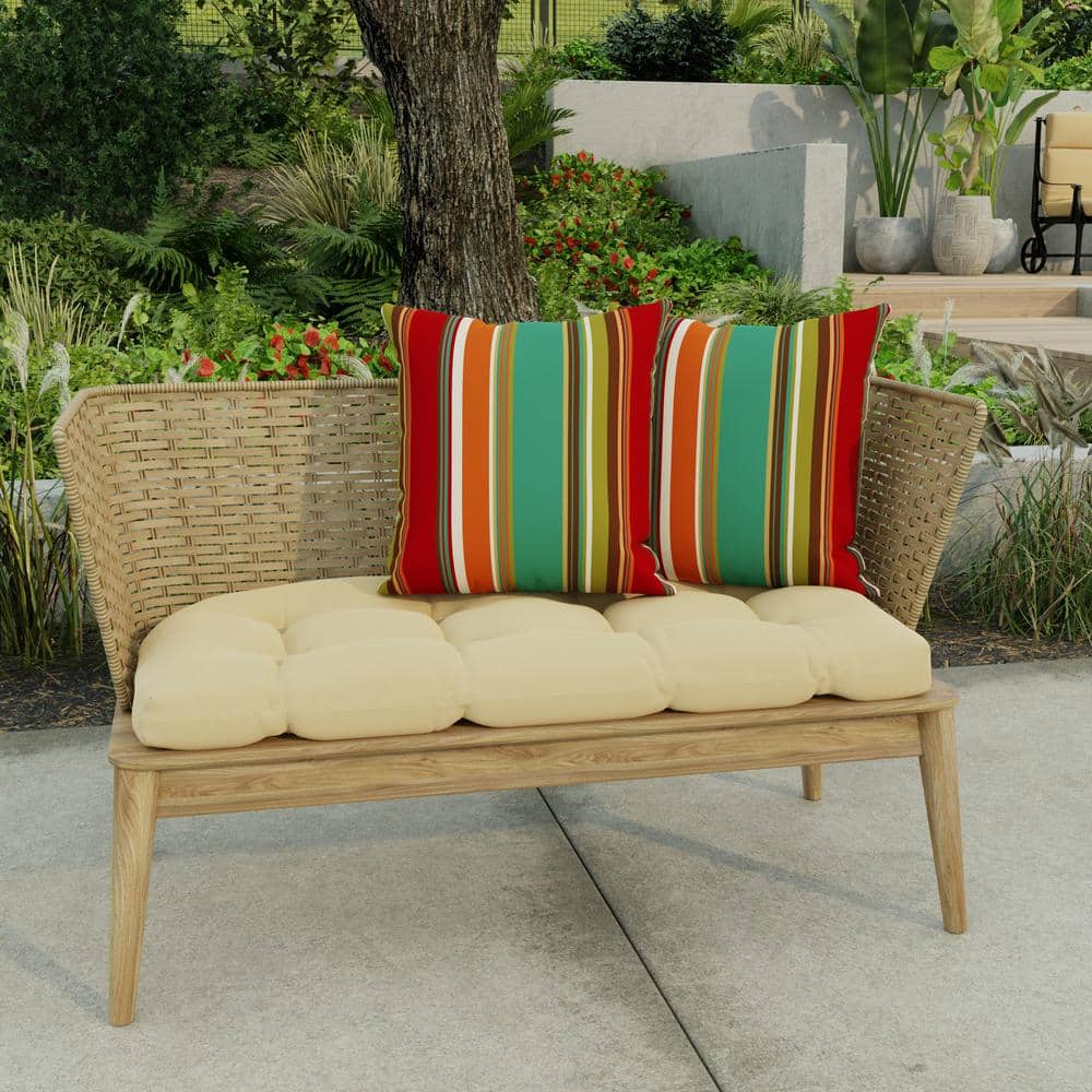 Westport Teal Multicolor Stripe Outdoor Throw Pillow Set