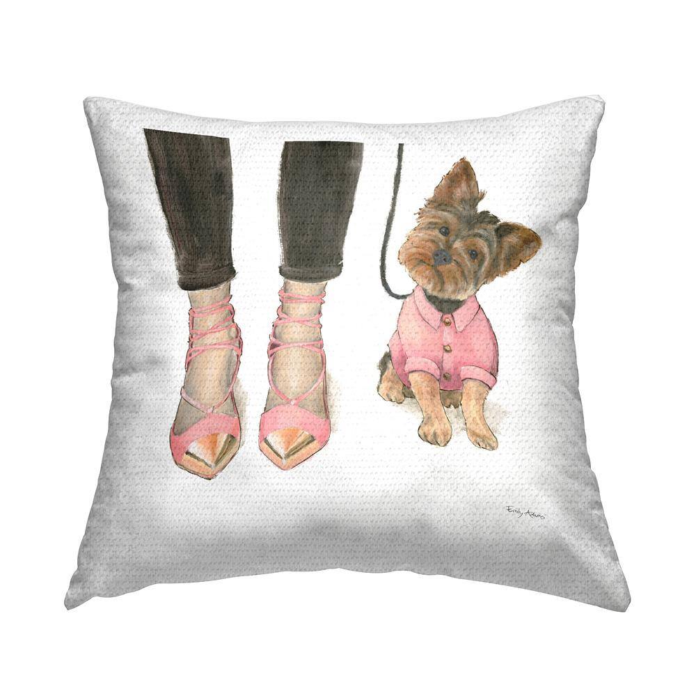 Glam Dog Walk Heels Fashion Pink Gold Design Pink Square Outdoor Throw Pillow price history on PriceWatchPro