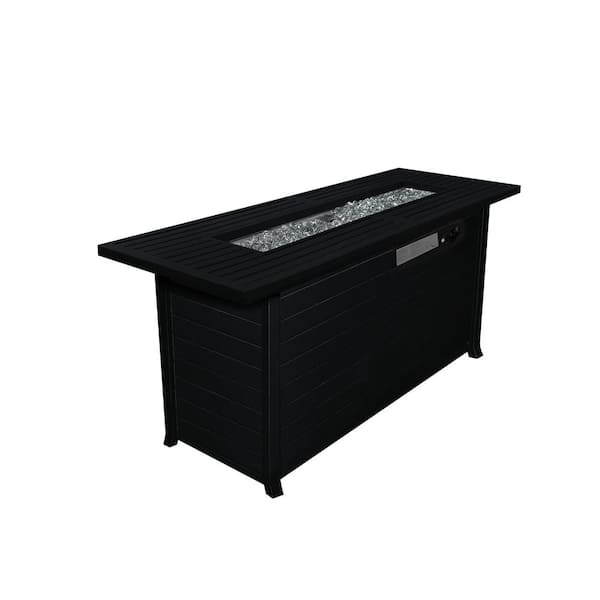 Elite Black Rectangle Aluminum Fire Pit Table
