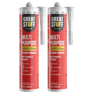 Multipurpose 10.1 fl. oz. White 100% RTV Silicone Sealant Caulk (2-Pack)