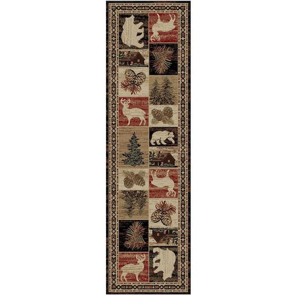 Mayberry Rug Hearthside Hillside Bluff Lodge Multi 2 ft. x 8 ft. Woven Animal Print Polypropylene Rectangle Area Rug