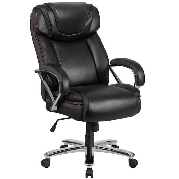 Tall Black Faux Leather Executive Chair, Black And White Leather Office Chair