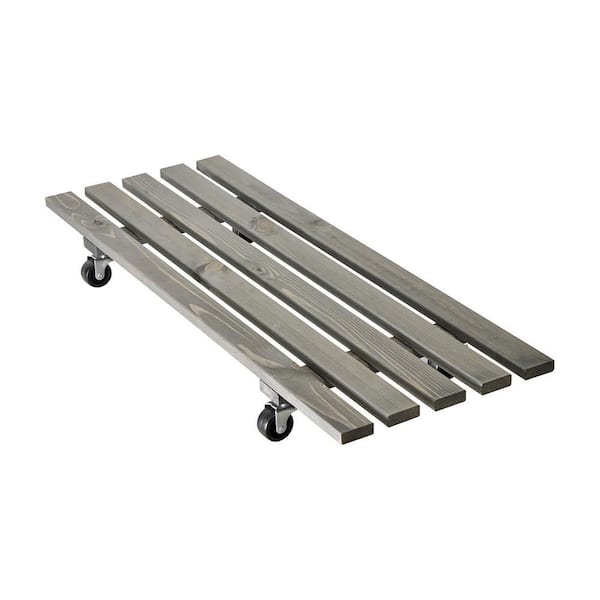 31 in. L x 11.5 in. W x 3.4 in. H Gray Vintage Rectangular Wooden Plant Caddy
