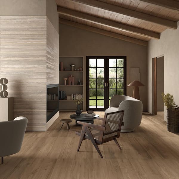 Imperia Travertine Beige 23.5 in. x 47.08 in. Stone Look Satin Porcelain Floor and Wall Tile (30.98 sq. ft./Case)