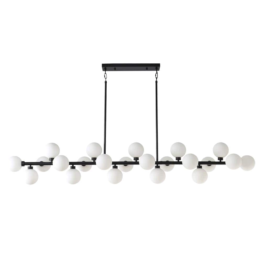 75.6 in. 22-Light Black Modern Farmhouse Chandelier with Frosted Glass Shades price history on PriceWatchPro