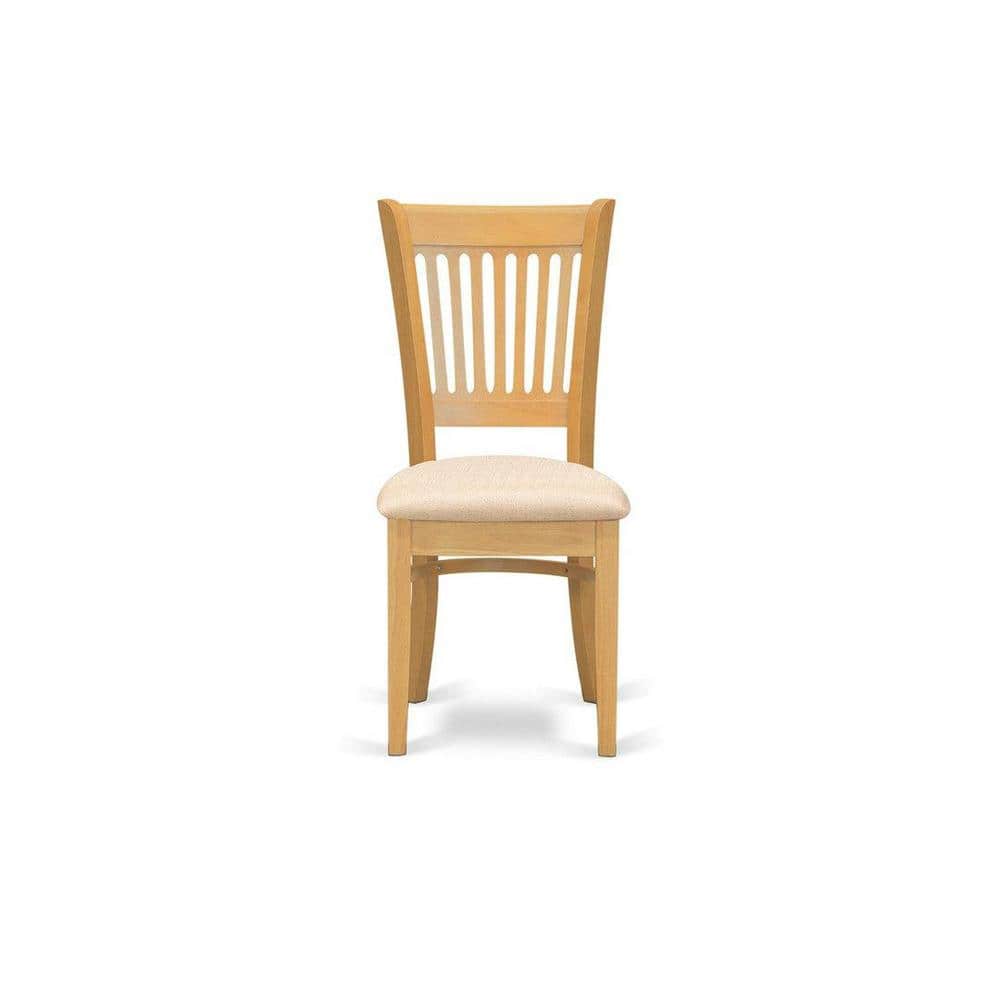 Natural Oak Finish 3-Piece Round Dining Set with High Back Lattice Chairs