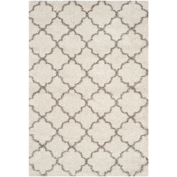 Hudson Shag 11 ft. x 15 ft. Ivory/Gray Geometric Quatrefoil Area Rug