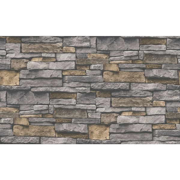 Unbranded Bricks and More Collection Grey Sandstone Splendor Motif Matte Finish Vinyl on Non-Woven Non-Pasted Wallpaper Roll