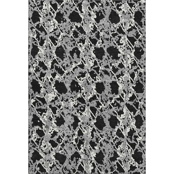 Addison Rugs Mayfield Premium Machine Washable Abstract AMF969 Black 9 ft. x 12 ft. Area Rug
