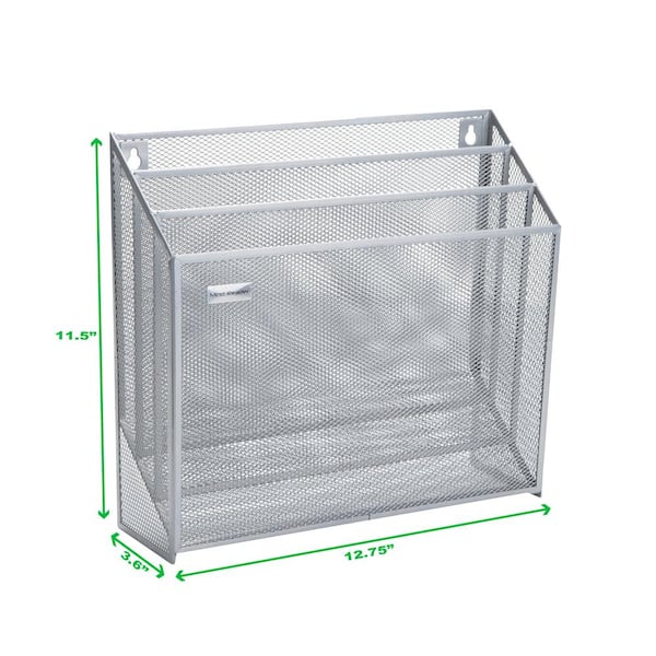 Mind Reader Mesh Wall File Holder 3 6 In X 12 75 11 5 Tier Vertical Mount Hanging Organizer Office Organization Silver Wafist3 Sil The Home Depot - Wall File Holder Organizer