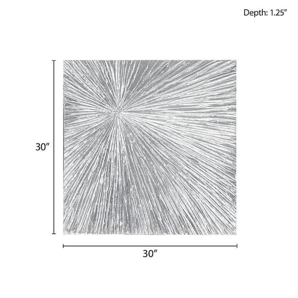 Contemporary Sunburst Unframed Silver Hand Painted Dimensional