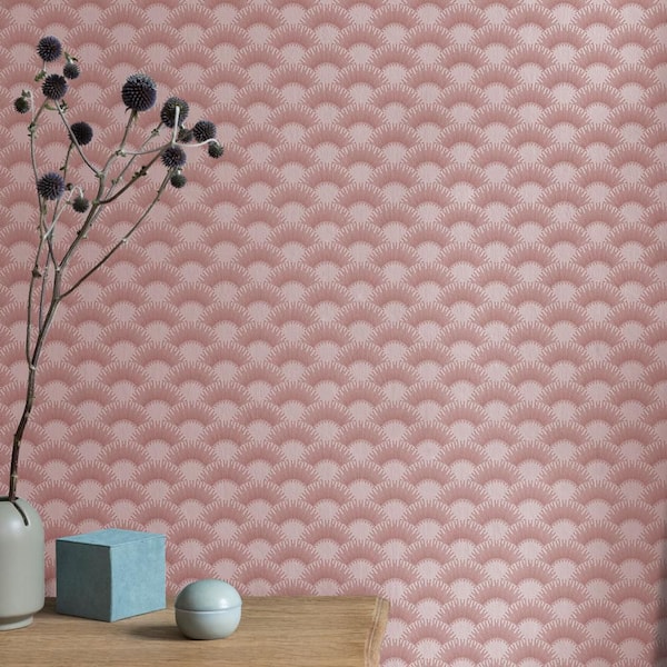 Gatsby Scallop Pink Removable Peel and Stick Vinyl Wallpaper, 28 sq. ft.