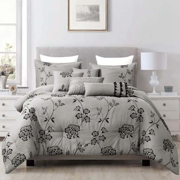 Shatex 7-Piece All Season Bedding King Size Comforter Set, Ultra Soft Polyester Elegant Bedding Comforters