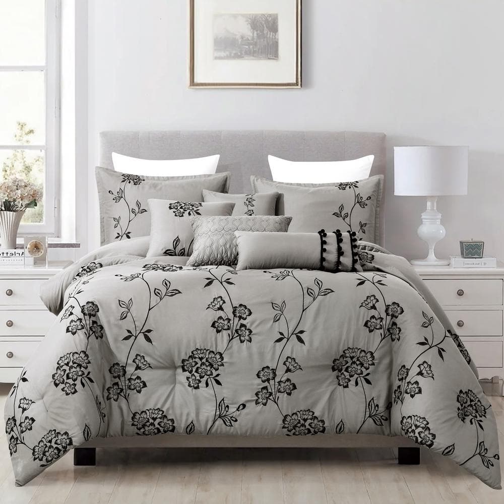 Floral Queen Comforter Set Bed in a Bag, Soft & Lightweight Bedding for All  Seasons, Khaki
