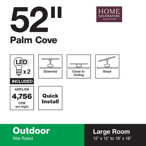 Palm Cove 52 in. LED Indoor/Outdoor Natural Iron Ceiling Fan with Light Kit Palm Cove 52 in. LED Indoor/Outdoor Natural Iron Ceiling Fan with Light Kit