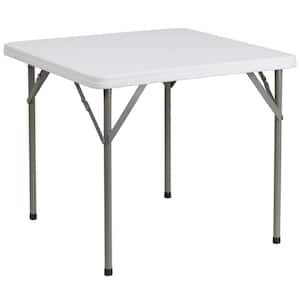 34.25 in. Granite White Plastic Tabletop Metal Frame Folding Table