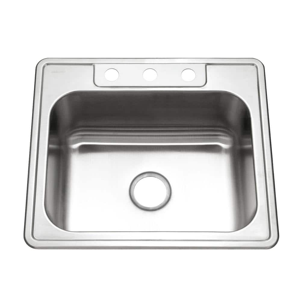 Houzer 2522-8BS3-1 25  x 22  x 8  Stainless Steel Topmount 3-Hole Single Bowl Kitchen Sink