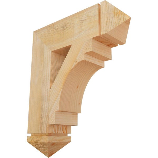 Ekena Millwork 6 in. x 26 in. x 22 in. Douglas Fir Merced Arts and Crafts Rough Sawn Bracket