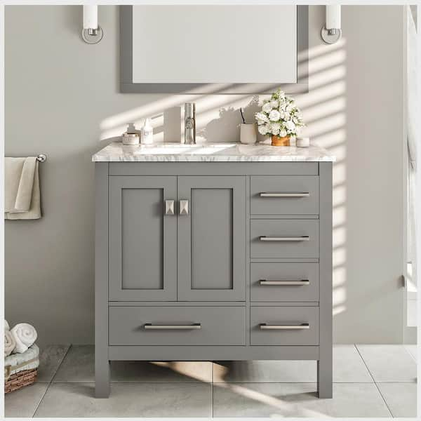 Bella 36-inch Vanity with Carrara Marble Top