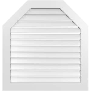 38 in. x 40 in. Octagonal Top Surface Mount PVC Gable Vent: Functional with Standard Frame