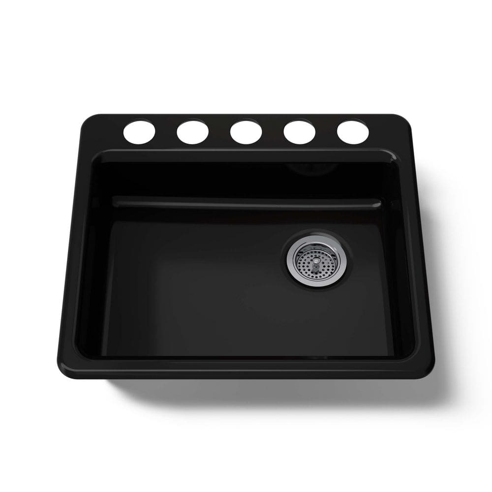 KOHLER Riverby Undermount Cast Iron 25 in. 5-Hole Single Bowl