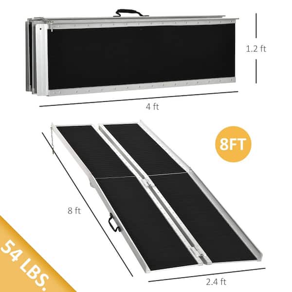 HOMCOM 8 ft. Aluminum Portable Skidproof PVC Carpeted Folding