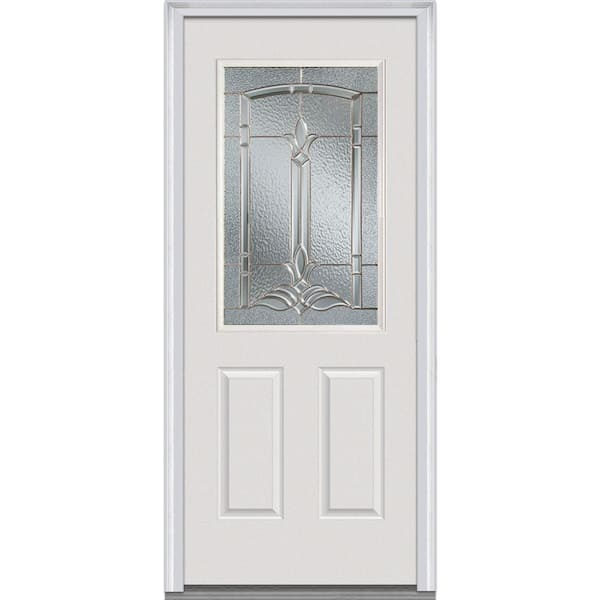 MMI Door 36 in. x 80 in. Bristol Right-Hand 1/2 Lite 2-Panel Classic Primed Steel Prehung Front Door