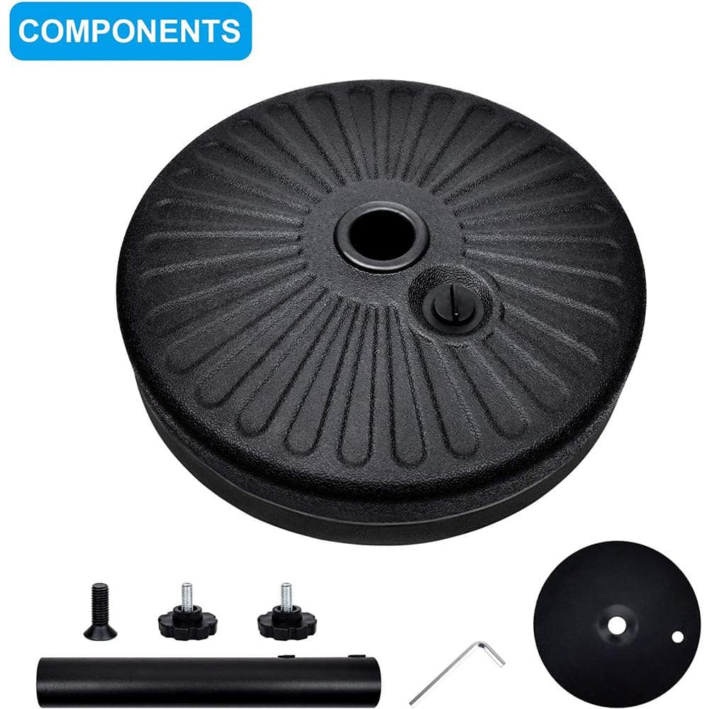 Black Heavy Duty 20" Round Patio Umbrella Base with Steel Holder